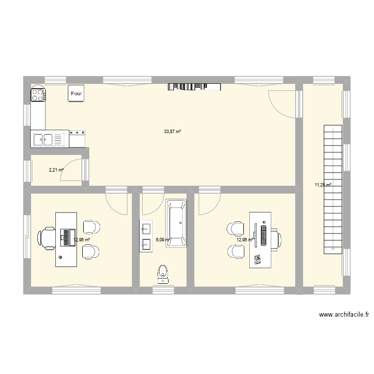 NOTAH1. Plan de 6 pièces et 79 m2