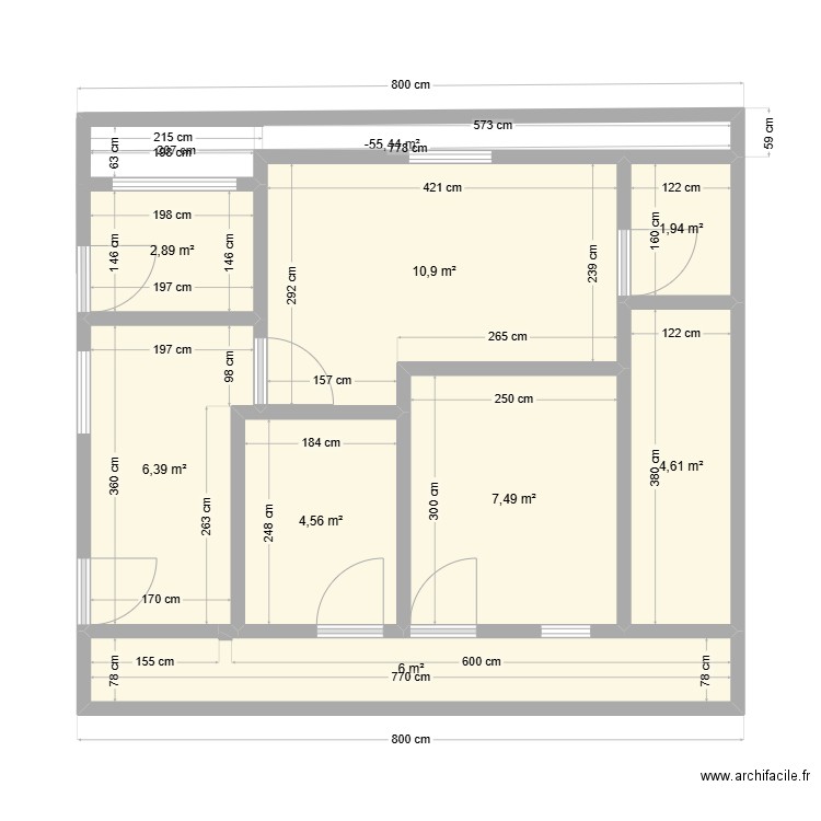 judix. Plan de 9 pièces et 48 m2