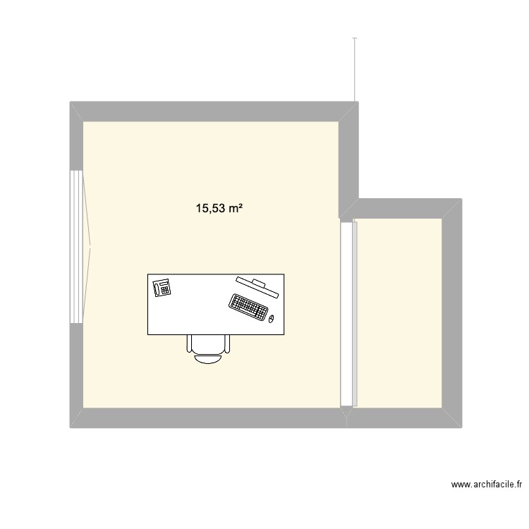 bureau. Plan de 1 pièce et 16 m2