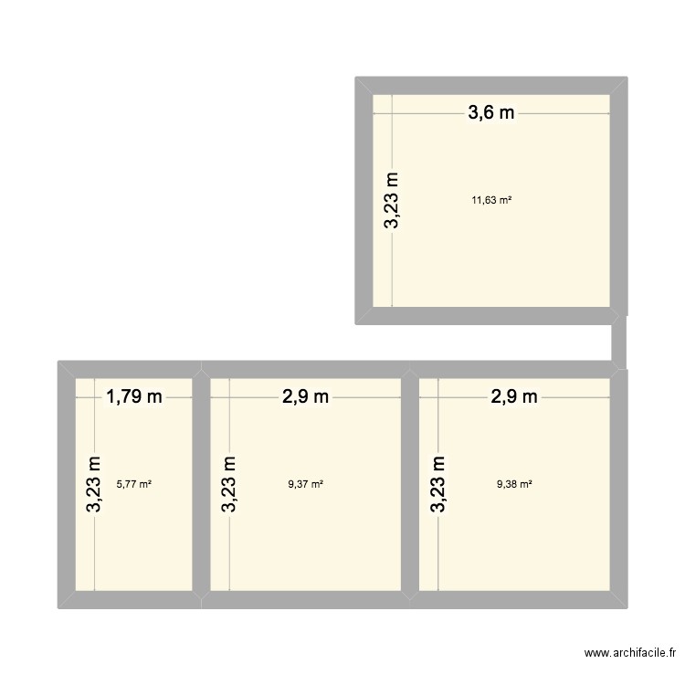 Projet Pontenx. Plan de 4 pièces et 36 m2