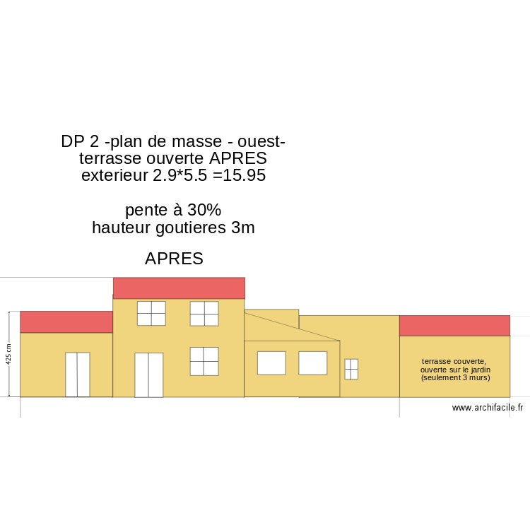 DP2- plan de masse -OUEST-  Terrasse ouverte apres. Plan de 0 pièce et 0 m2