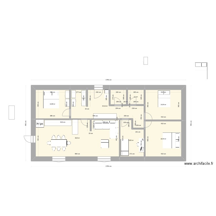 Maison Beynat V1. Plan de 7 pièces et 120 m2