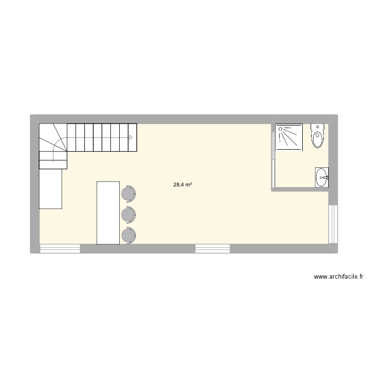 Boite1. Plan de 1 pièce et 28 m2