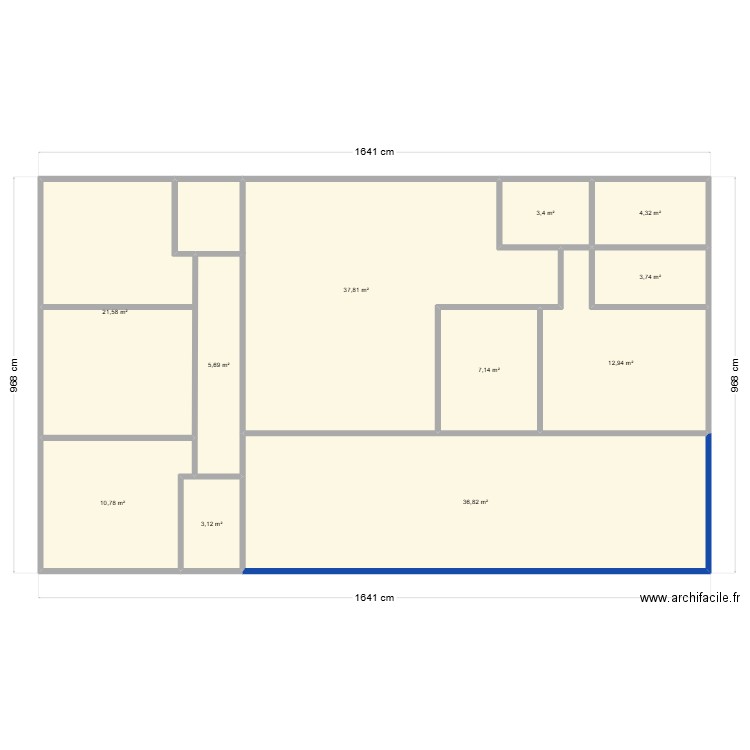 capil. Plan de 11 pièces et 147 m2