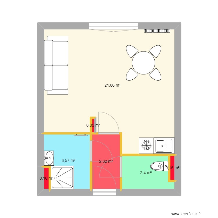 Appartement de Lou. Plan de 7 pièces et 31 m2