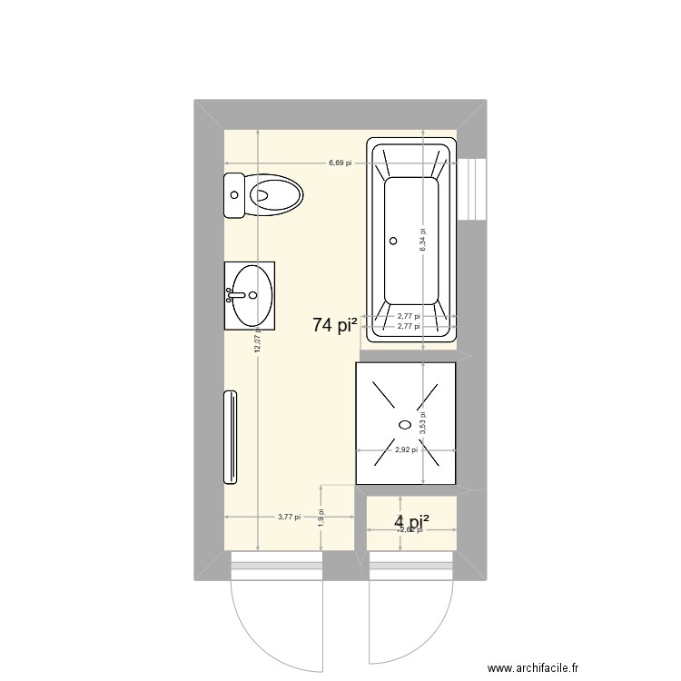 PAUYO 3. Plan de 2 pièces et 7 m2