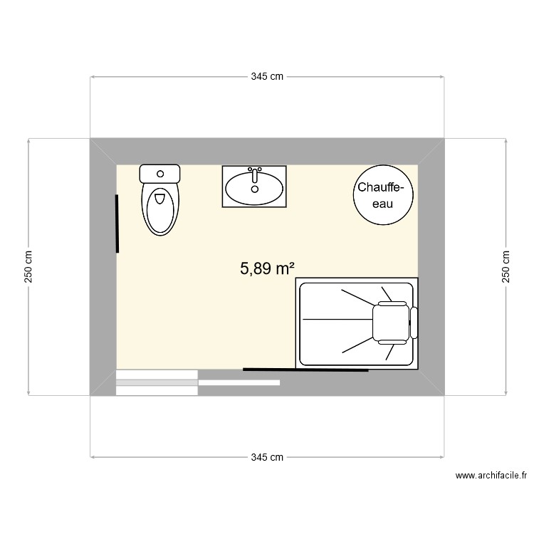 croquis Carrère. Plan de 1 pièce et 6 m2