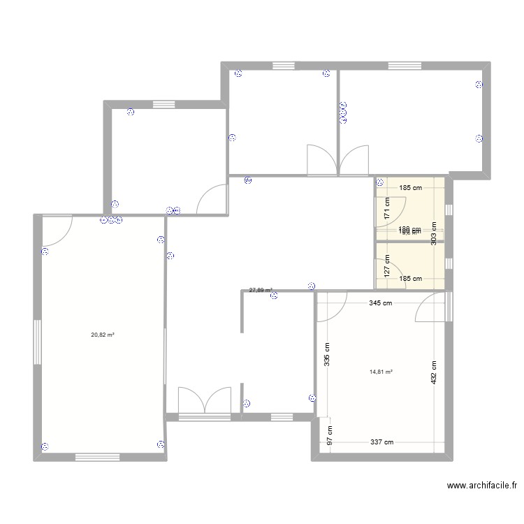 thamer samhoun. Plan de 4 pièces et 69 m2