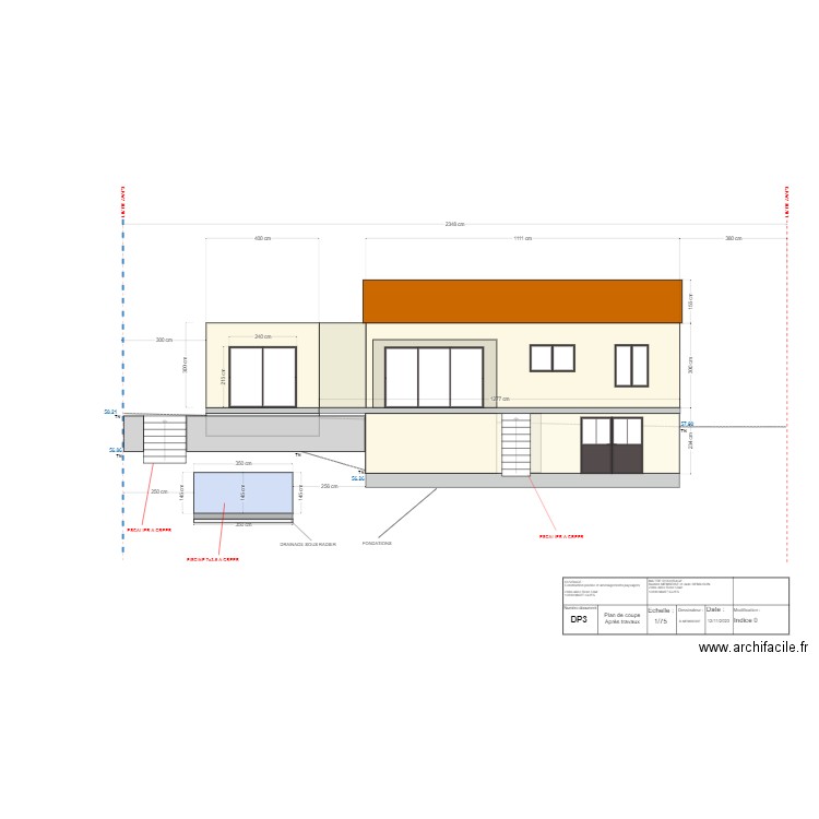 FACADE SUD - PISCINE. Plan de 0 pièce et 0 m2