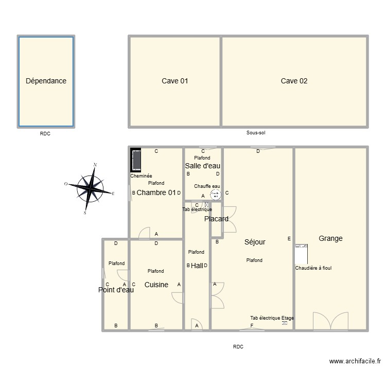 0_CroquisPb_WEBER_RDC. Plan de 11 pièces et 206 m2