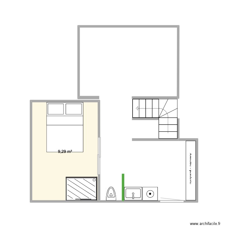 sous sol. Plan de 1 pièce et 9 m2