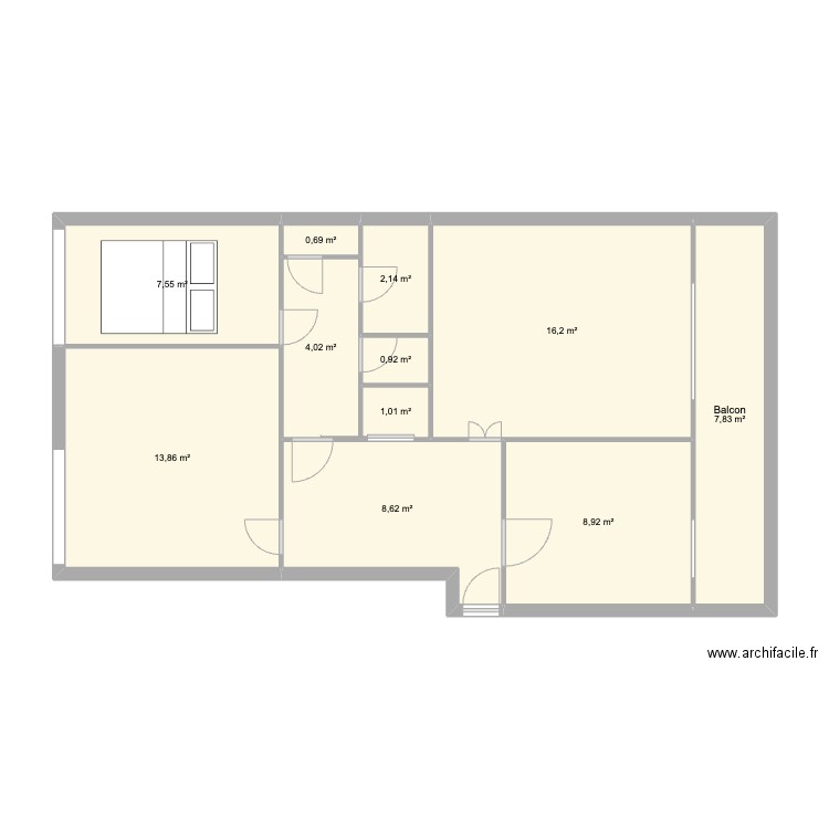 boileau v2. Plan de 11 pièces et 72 m2