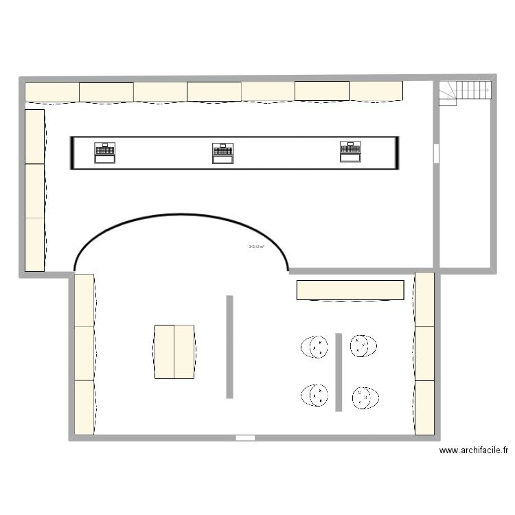 Boutqiue champ. Plan de 1 pièce et 313 m2