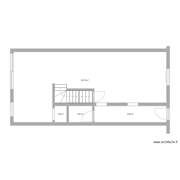 Rez - Cuisine - SaM - Salon. Plan de 4 pièces et 73 m2