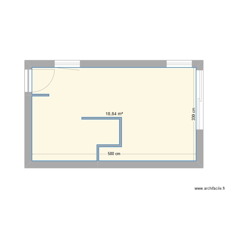 Extension V1. Plan de 1 pièce et 19 m2