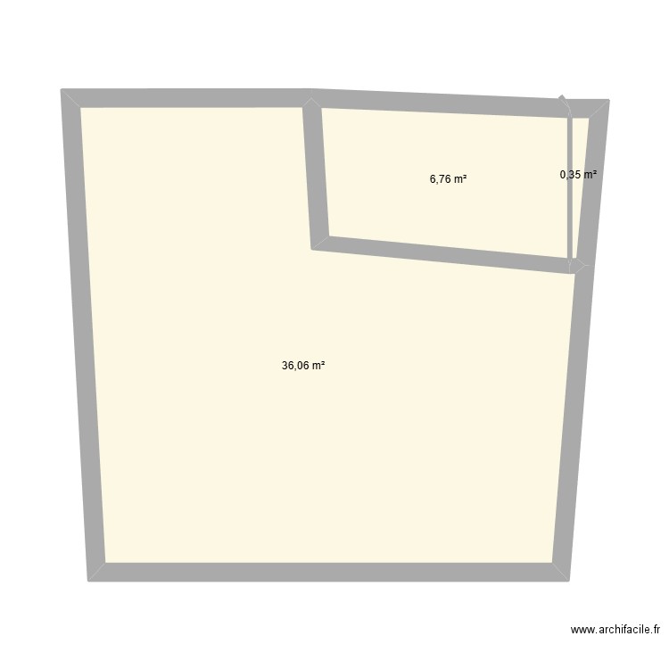 gabarit. Plan de 3 pièces et 43 m2