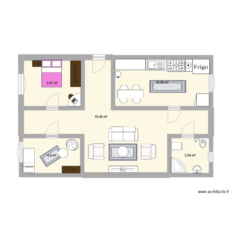 ödev. Plan de 5 pièces et 51 m2