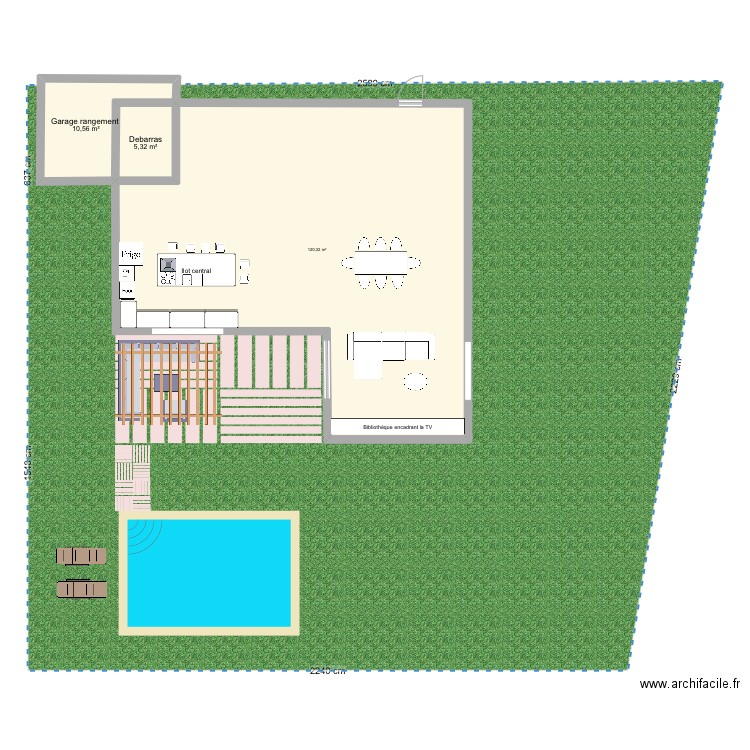 Maison . Plan de 3 pièces et 136 m2