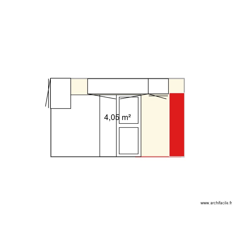 van. Plan de 1 pièce et 4 m2