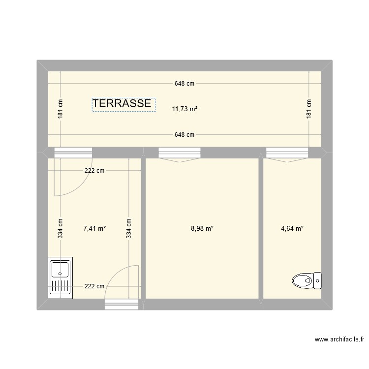 jean jaures. Plan de 4 pièces et 33 m2