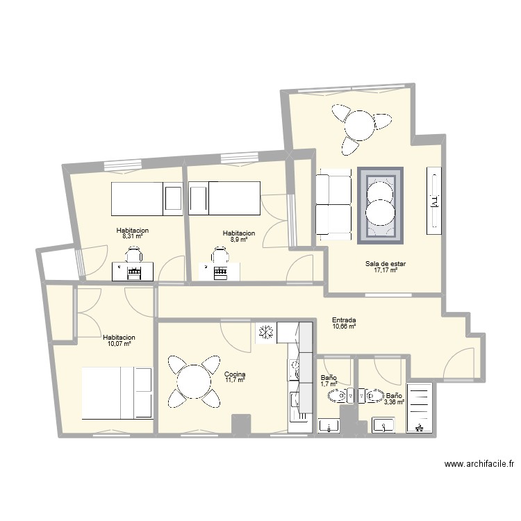 Alberche 14 5 planta. Plan de 12 pièces et 73 m2