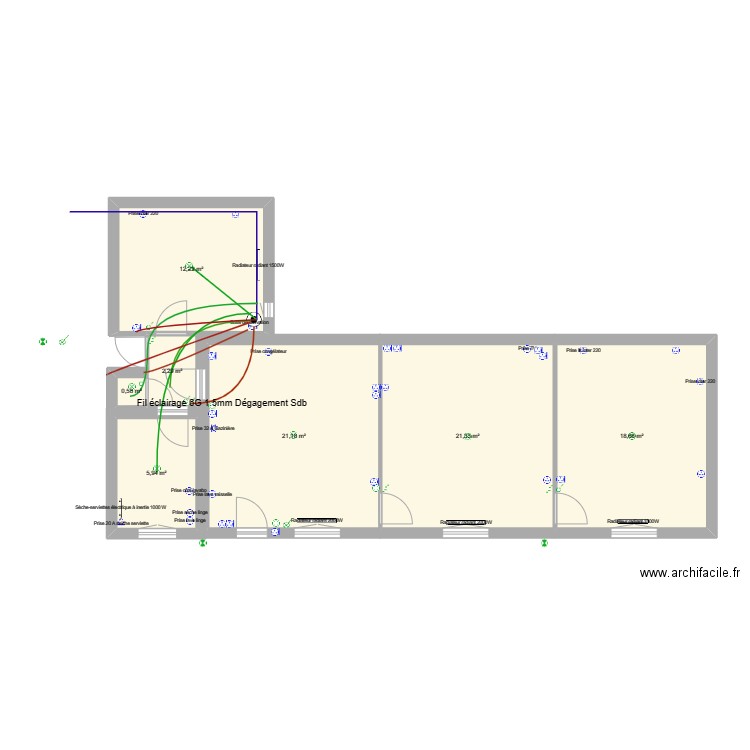 JOSEPH Partie  Gauche. Plan de 7 pièces et 82 m2