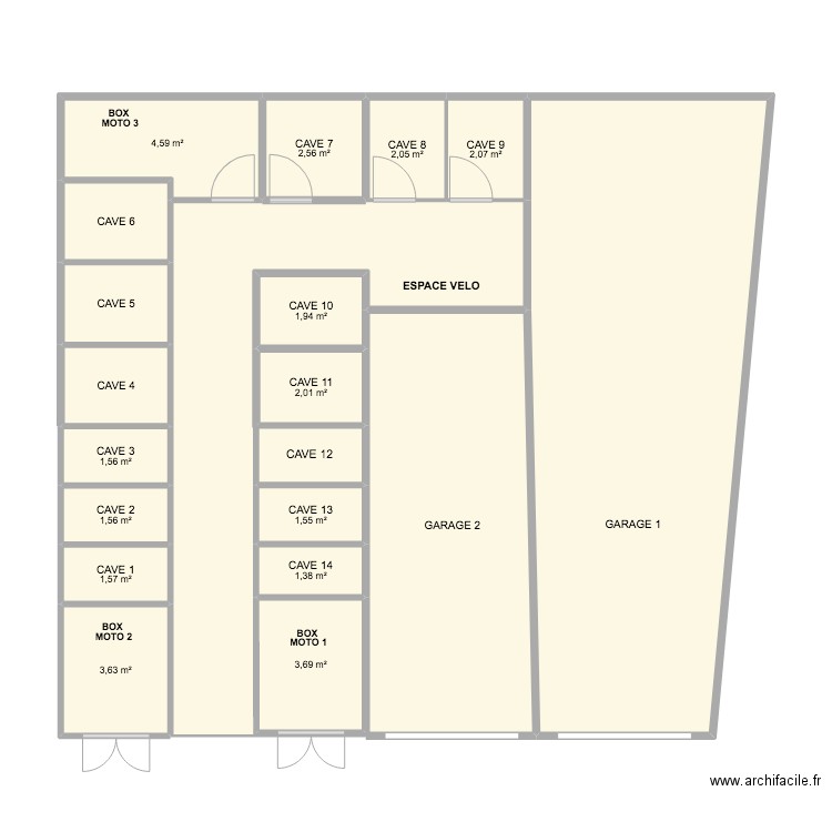 sci marko BOX  GARAGE bis. Plan de 18 pièces et 110 m2