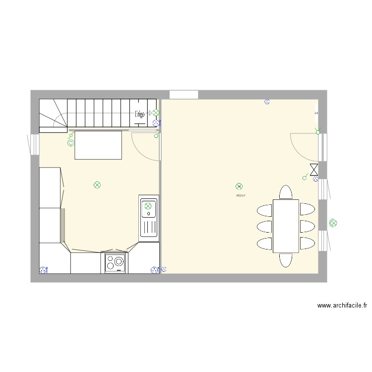 Etage 1 La Guiche. Plan de 2 pièces et 40 m2