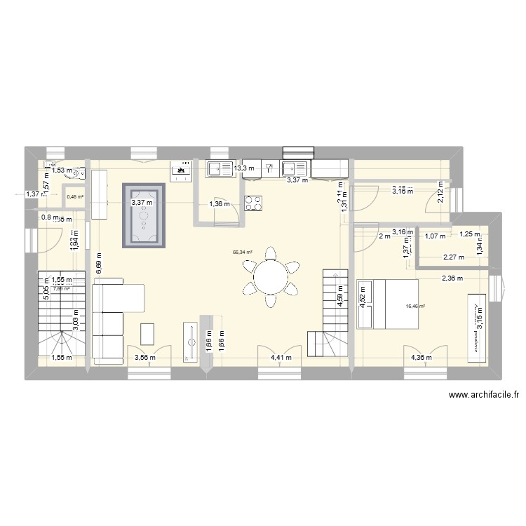 MAISON LTP. Plan de 6 pièces et 124 m2