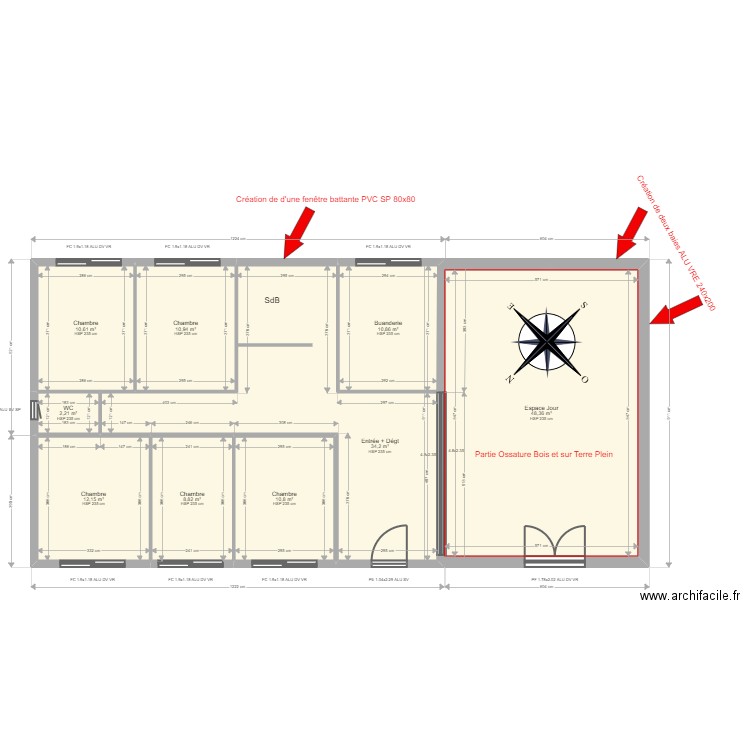 LE COSSEC. Plan de 9 pièces et 149 m2