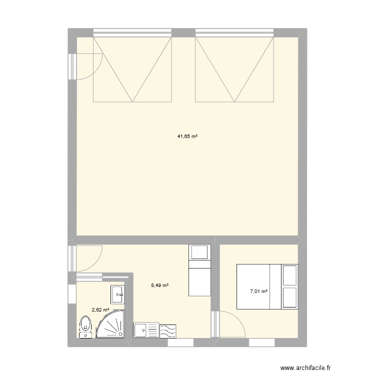 garage2. Plan de 4 pièces et 60 m2