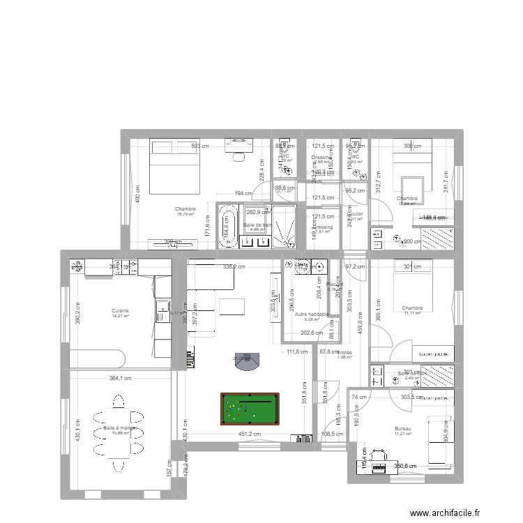 Nouvelle implantation ClaBas. Plan de 19 pièces et 139 m2