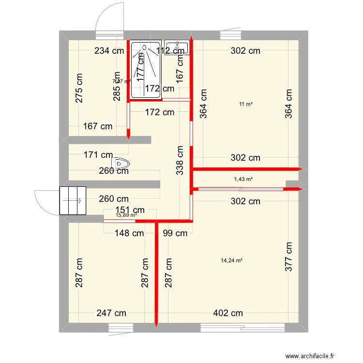 garage 1 avec cote . Plan de 5 pièces et 50 m2