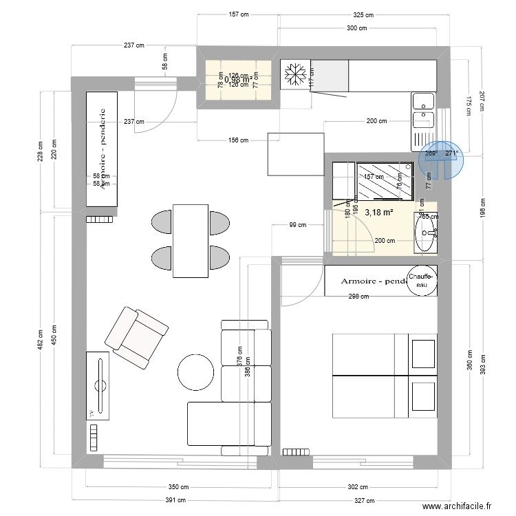 Ste marie 2. Plan de 2 pièces et 4 m2