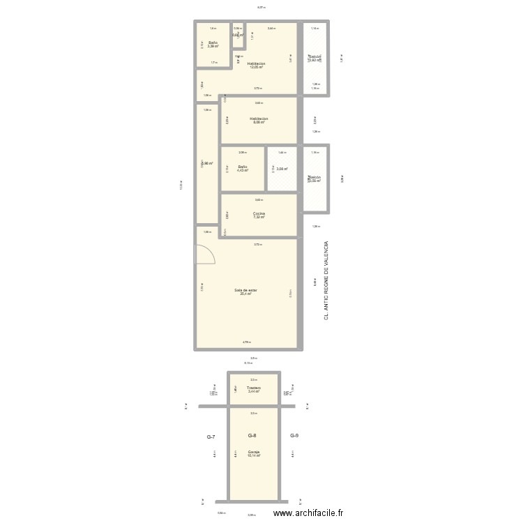 ANTIC REGNE DE VALENCIA 2-8 MANISES. Plan de 13 pièces et 91 m2