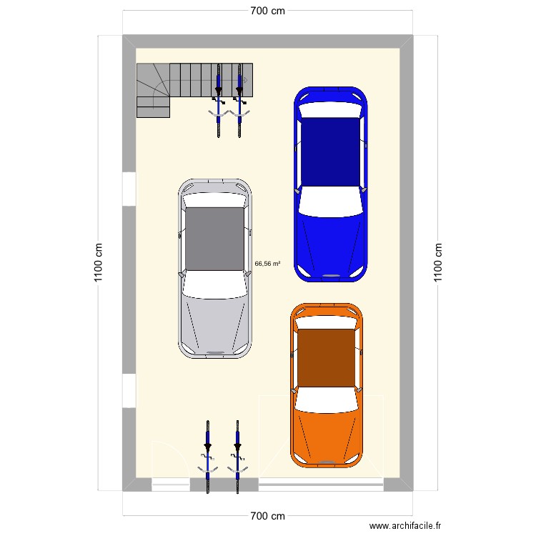 Garage. Plan de 1 pièce et 67 m2