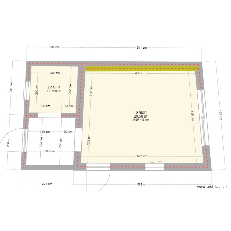 STUDIO 3°. Plan de 2 pièces et 25 m2