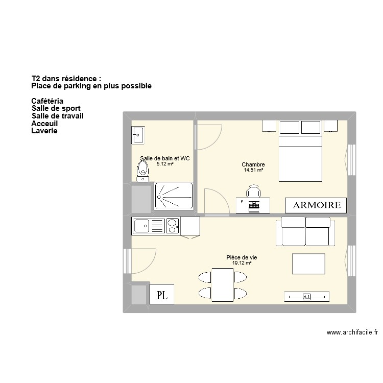 BOUYGUES MY CAMPUS THIONVILLE T2. Plan de 6 pièces et 40 m2