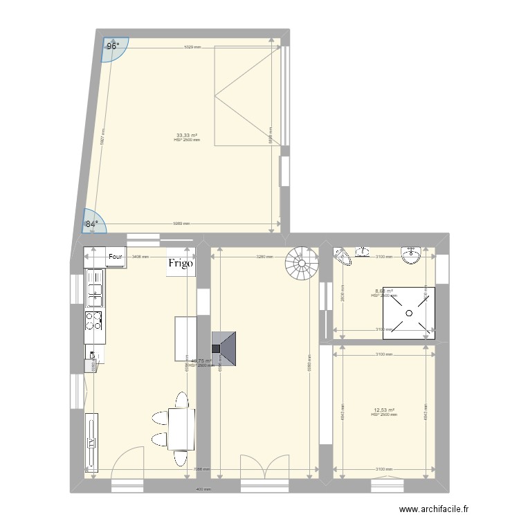 Maison Bellevesvre. Plan de 4 pièces et 101 m2