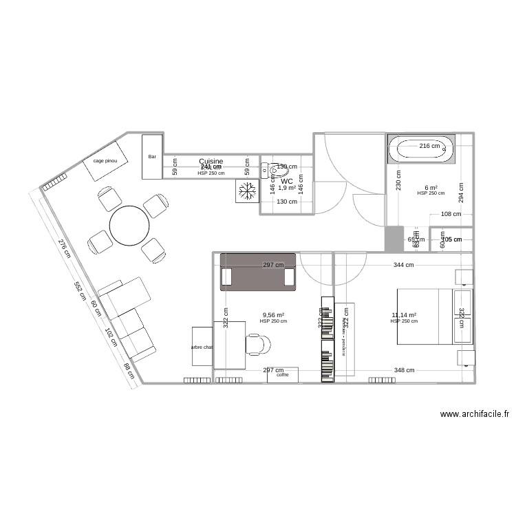 APP. Plan de 6 pièces et 30 m2