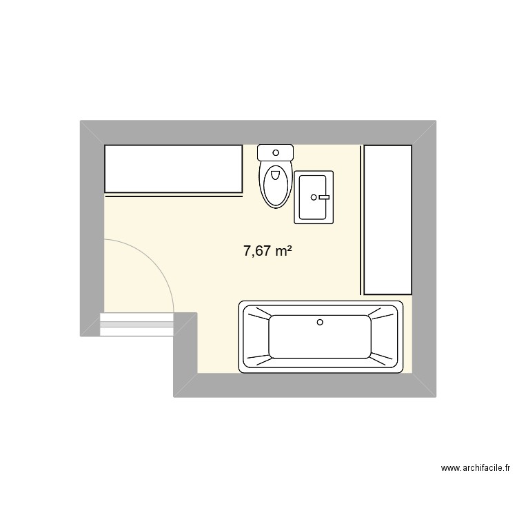 Salle de bain 3. Plan de 1 pièce et 8 m2