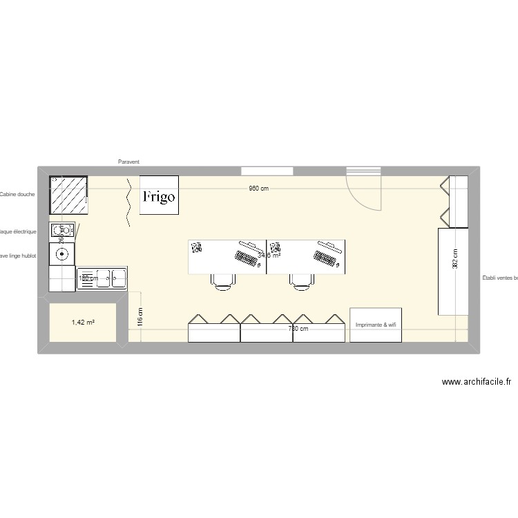 Plan 3 brewpub démolition élec. Plan de 2 pièces et 36 m2