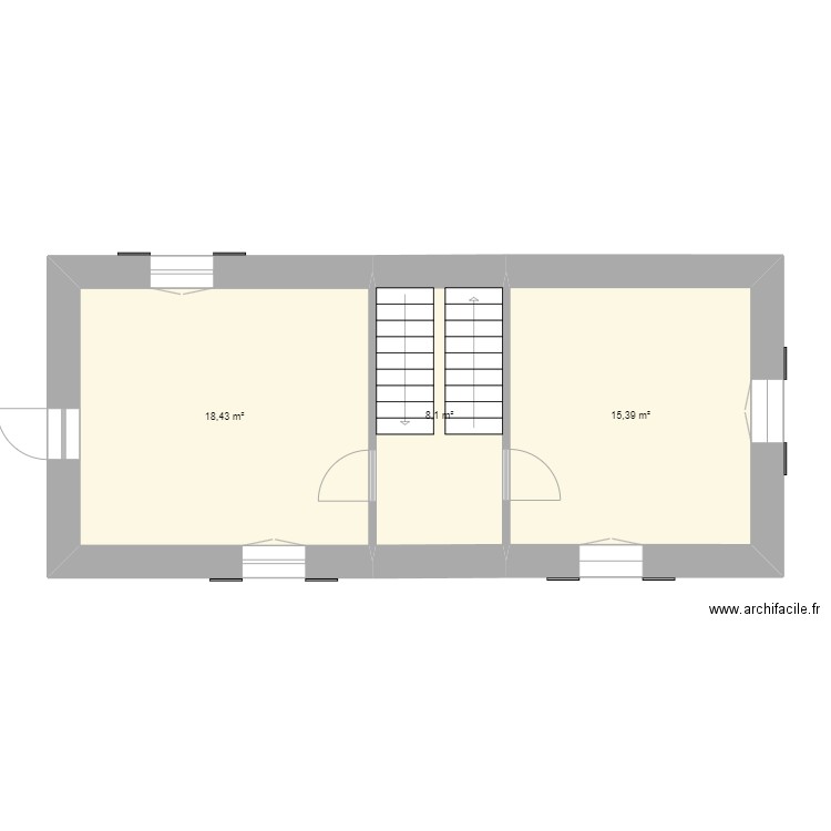 Néronde - Etage 1. Plan de 3 pièces et 42 m2