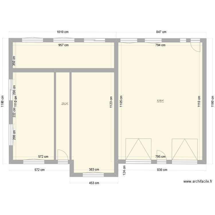 plan 50/24. Plan de 2 pièces et 199 m2