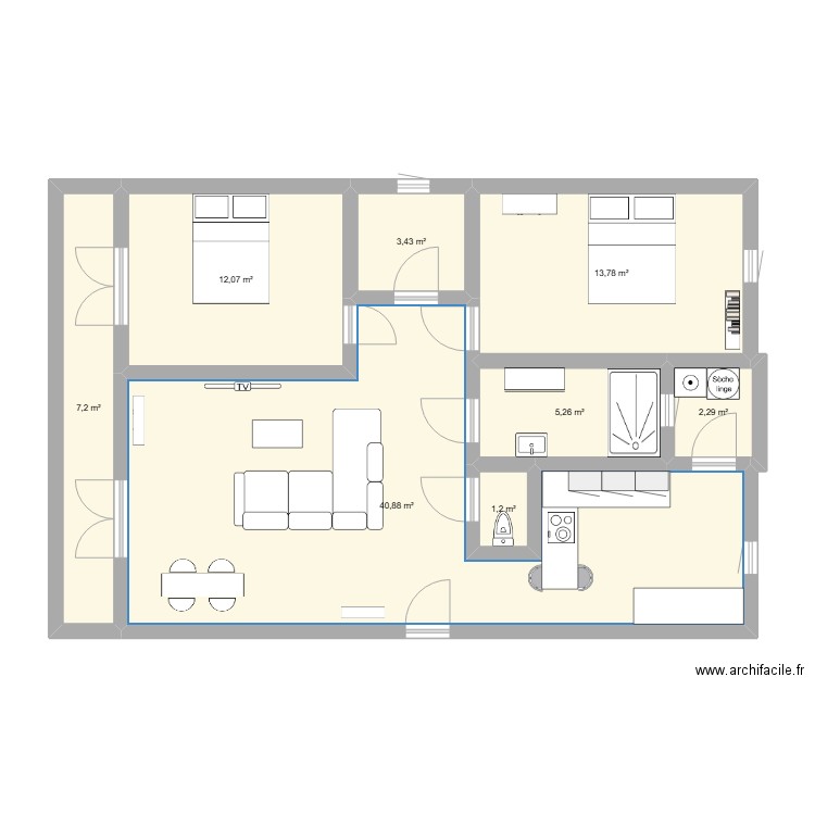 Projet après travaux GT19/01/2025. Plan de 8 pièces et 86 m2