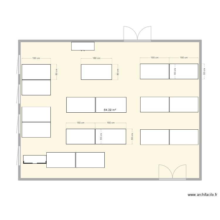 SalleI23. Plan de 1 pièce et 64 m2