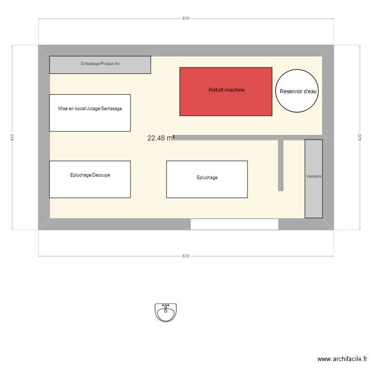 FJ plan 3. Plan de 1 pièce et 22 m2