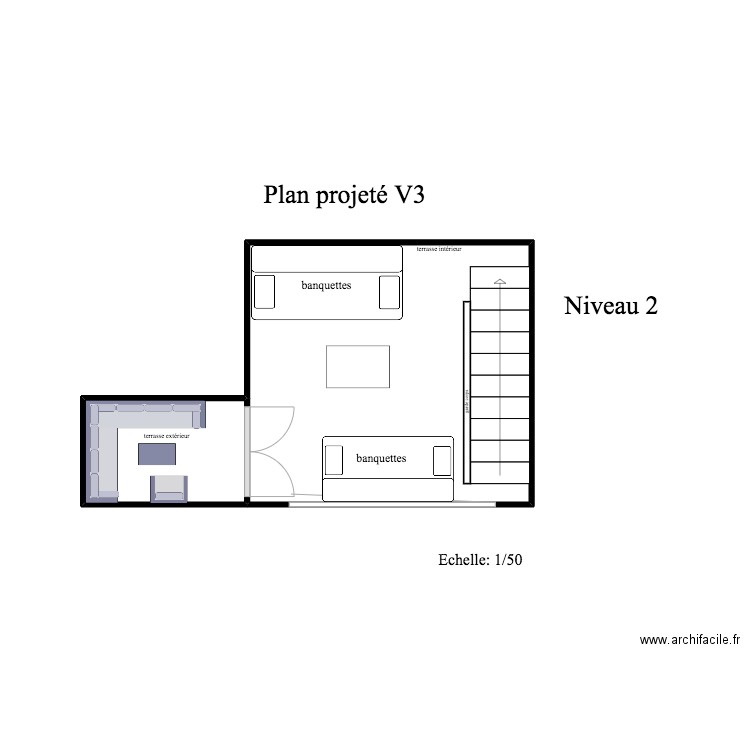 Appartement 3 Nîmes - Niveau 2 V3. Plan de 2 pièces et 13 m2