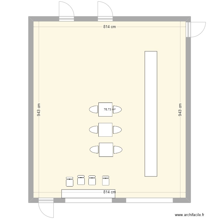 Projecto Kalifood. Plan de 1 pièce et 77 m2