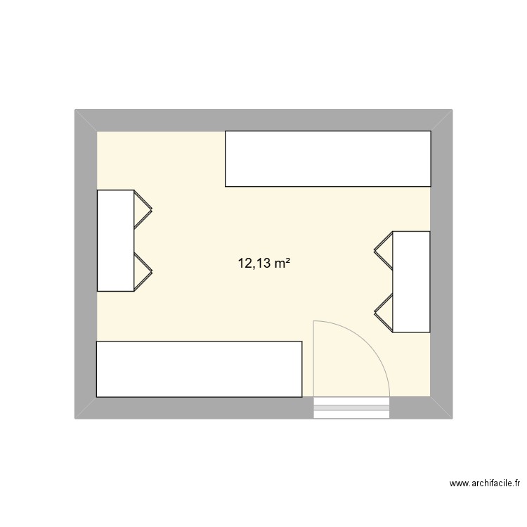 atelier hofleur. Plan de 1 pièce et 12 m2